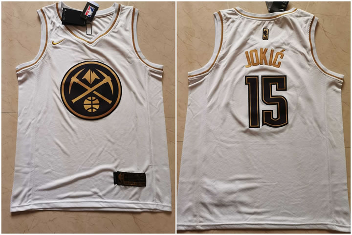 Nuggets 15 Nikola Jokic White Gold Nike Swingman Jersey,We sell and wholesale Nuggets 15 Nikola Jokic White Gold Nike Swingman Jersey on line form chian!